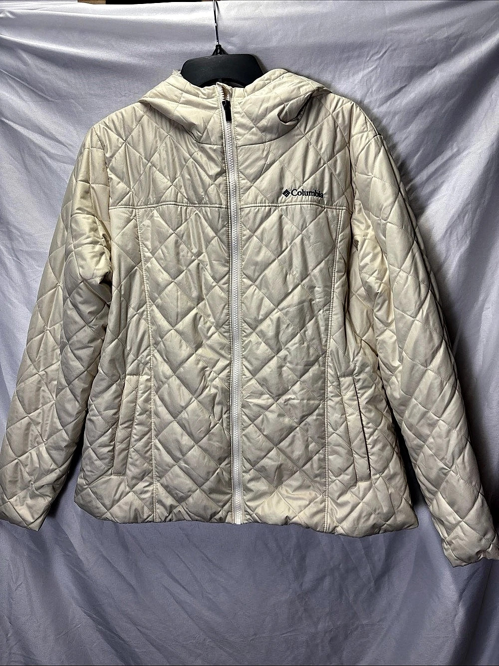 Women’s Columbia Quilted Sherpa-Lined Jacket in Cream XL - Copper Crest Hooded